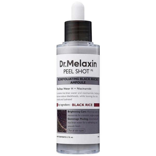 Kuoriva Seerumi Ihon Rakenteen Tasoittamiseen ja Huokosten Supistamiseen Dr.Melaxin Peel Shot Exfoliating Black Rice Ampoule 80ml