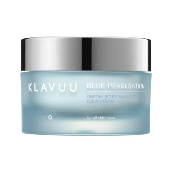 Merikollageeni geeli hehkuun ja kiinteyteen Klavuu Blue Pearlsation One Day 8 Cups Marine Collagen Aqua Cream 50ml | Healthyskin.fi