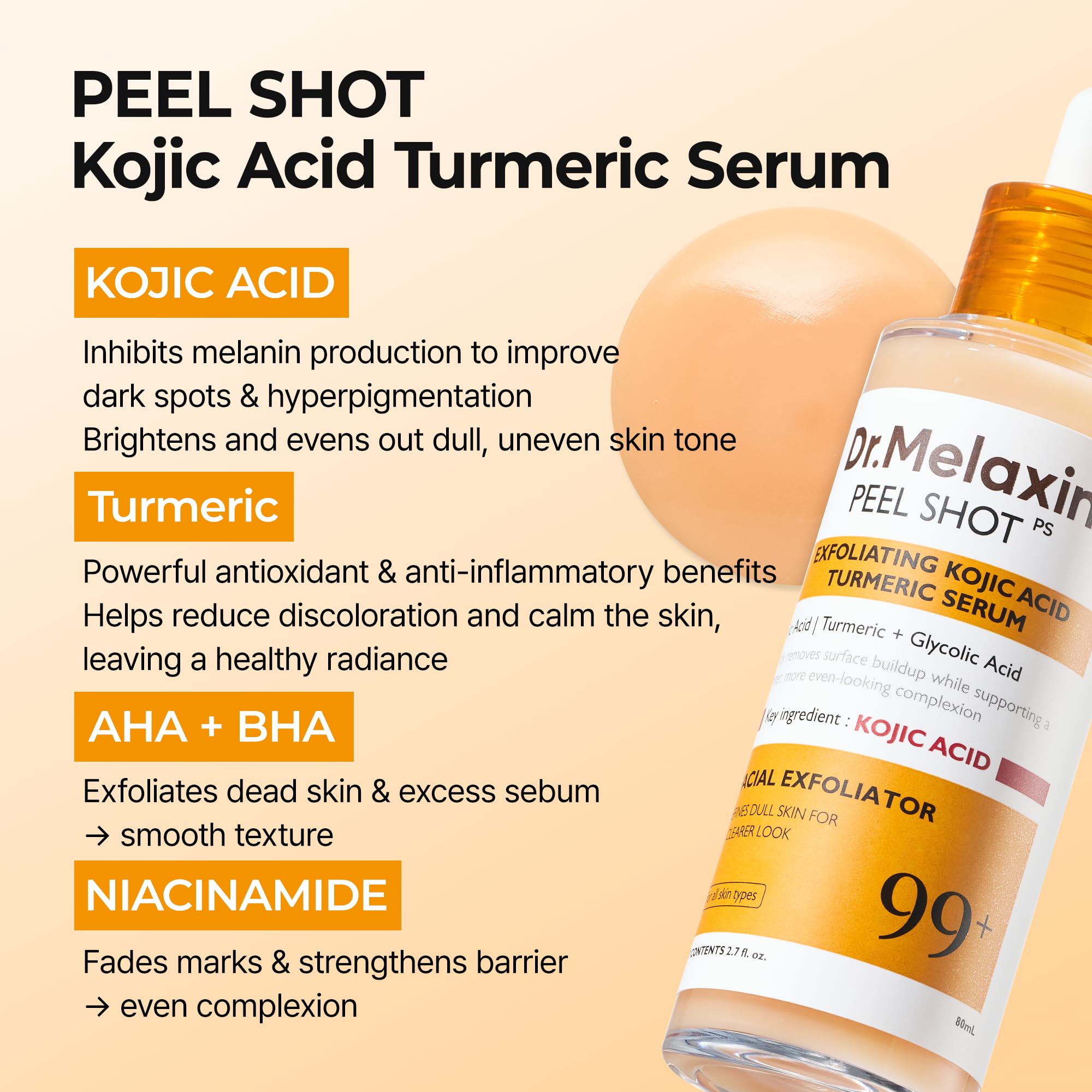 Dr.Melaxin Peel Shot Kojic Acid Turmeric Serum 80ml | Healthyskin.ee